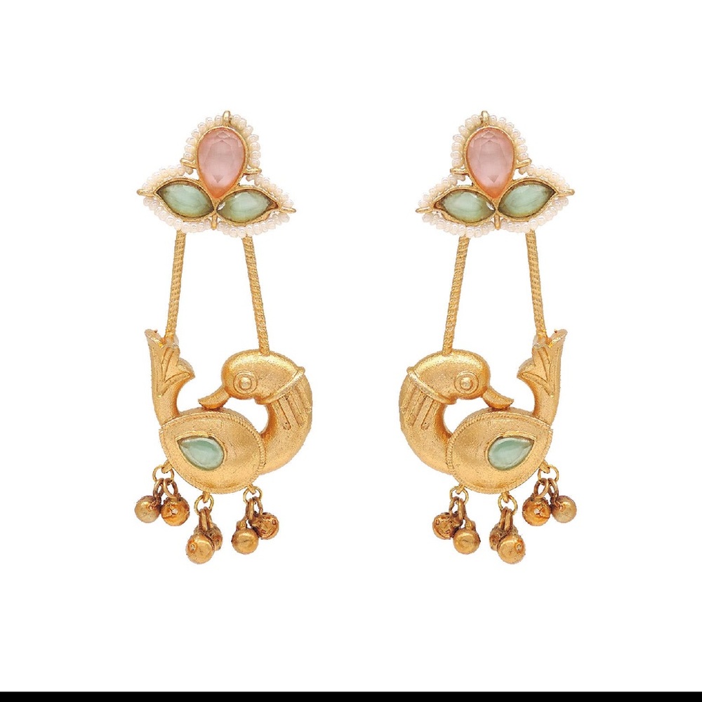 Elegant Gold and Green Dangle Earrings